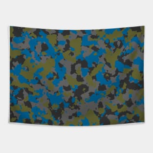 Olive Blue Camouflage Tapestry