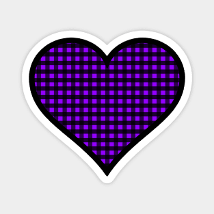 Purple and Black Gingham Heart Magnet