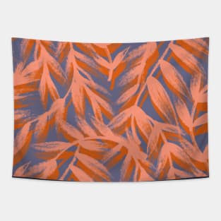 Painted Orange Leaves Tapestry