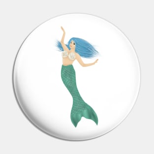 Blue hair Mermaid Pin