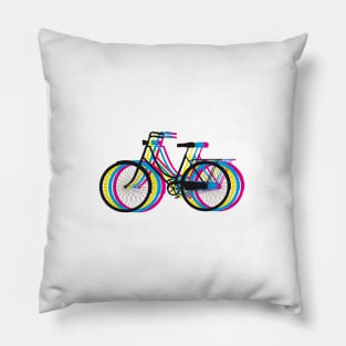 Colorful old bicycle silhouette Pillow