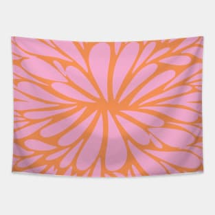 Retro abstract floral burst - pastel pink and orange Tapestry