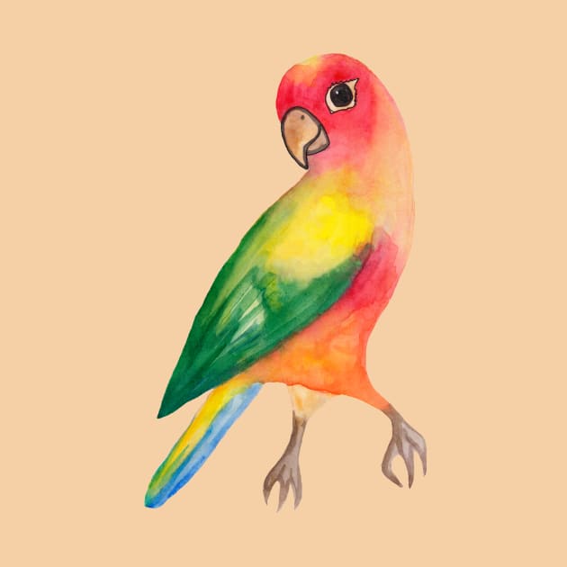 Colorful watercolor yellow parrot by deadblackpony