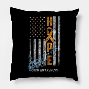 COPD Awareness Hope Flag Blue Butterflies Pillow