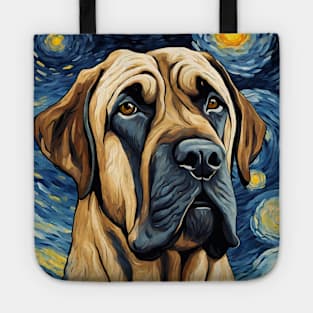 Mastiff Dog Breed Painting in a Van Gogh Starry Night Art Style Tote