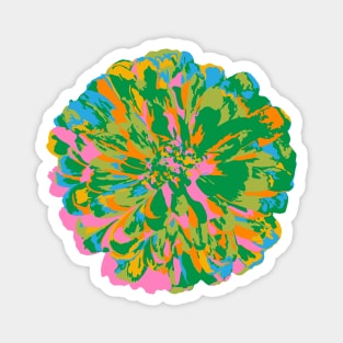 CHRYSANTHEMUMS Abstract Big Flower Summer Bright Floral - Green Blue Pink Yellow Pale Pink - UnBlink Studio by Jackie Tahara Magnet