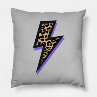 Leopard Print Spots and Purple Lightning Bolts Pillow