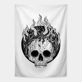 Skull on Fire Tapestry