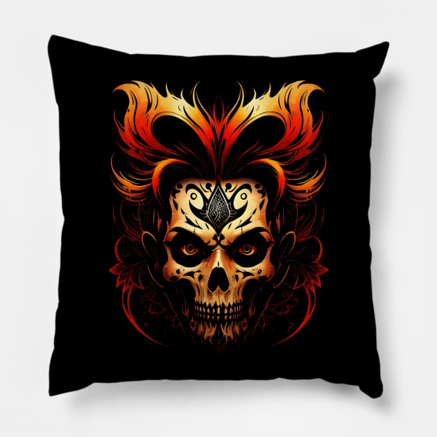 Skull fire Pillow by Karma