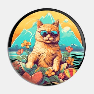 Summer Beach Cat with Sunglasses Pin