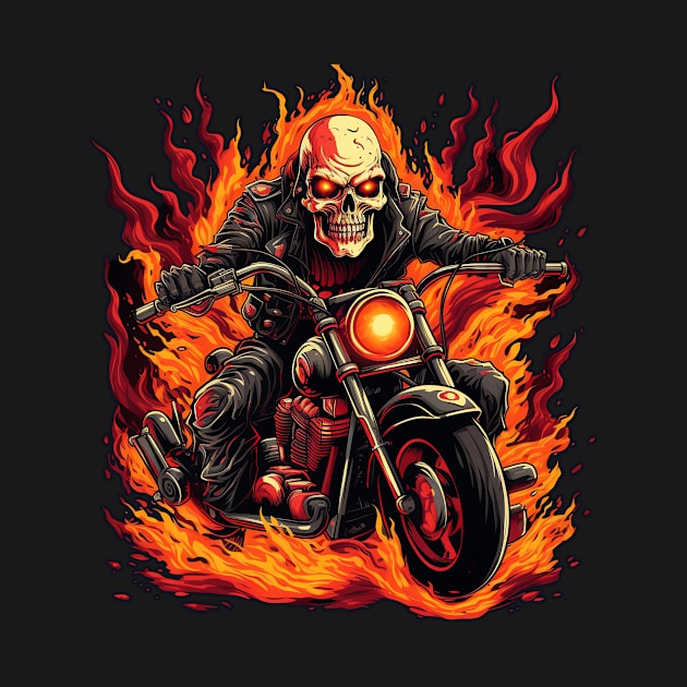 Skull Fire Retro Motorcycle Vintage by Nenok