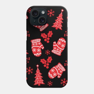 Christmas mittens with christmas tree Phone Case