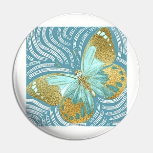 Gold and Teal Butterfly Pin