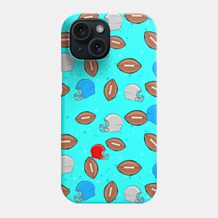 American Football - Helmet & Ball Seamless Pattern - Sky Blue Background Phone Case