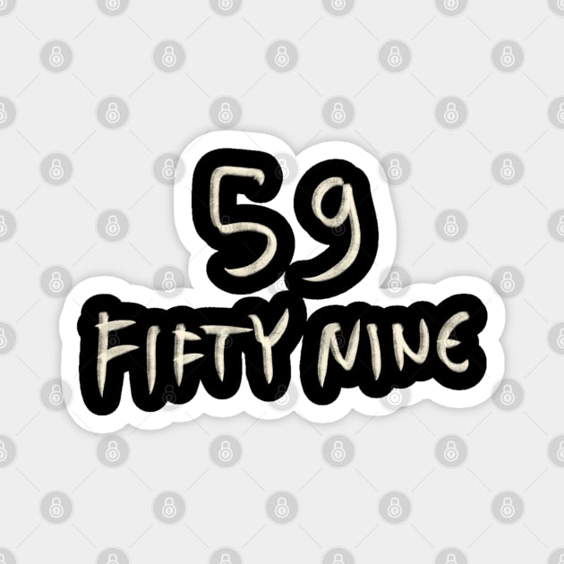 Hand Drawn Letter Number 59 Fifty Nine Magnet by Saestu Mbathi