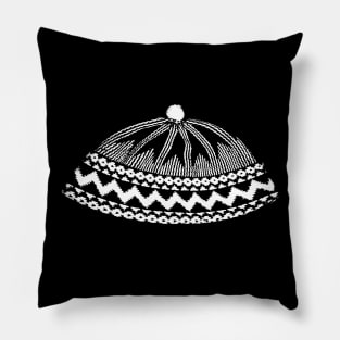 Kufi Haji Muslim Hat Design - Black Pillow