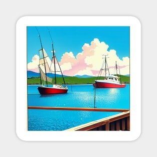 Boat Fishing Dock Poster Magnet