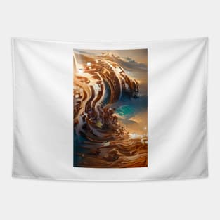 The Coffee Starry Teal ocean| starry night Tapestry