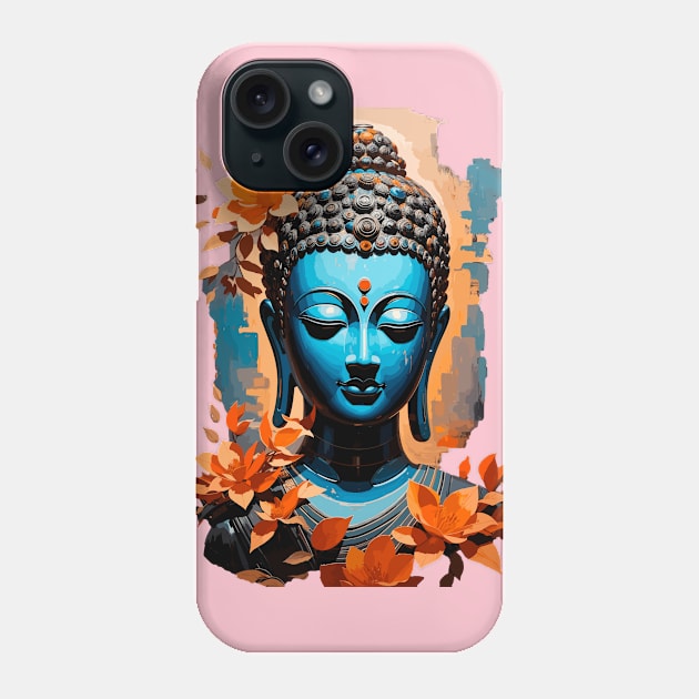 Buddha Head with Vibrant Flowers Phone Case by NerdsbyLeo