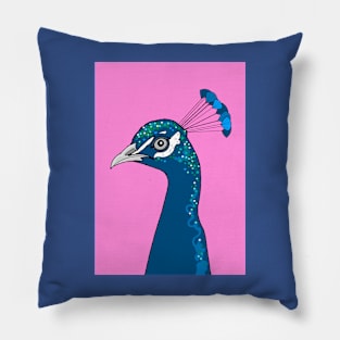 Peacock Portrait ( pink ) Pillow