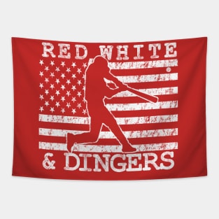 Red White and Dingers American Flag USA Baseball Softball Fan Tapestry