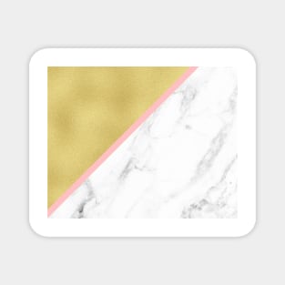Marble and gold background pink line Magnet