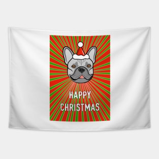 Frenchie Dog Christmas Greeting Tapestry