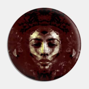 Beautiful girl face, some red liquid. Fantasy, sci-fi. Pin