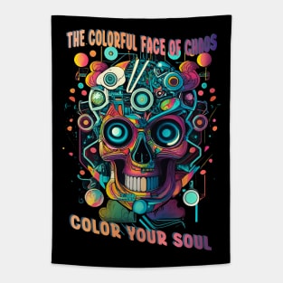 Color Your Soul - colorful skull Tapestry