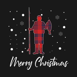 Christmas Plaid Fisherman Merry Christmas Red Buffalo Plaid T-Shirt