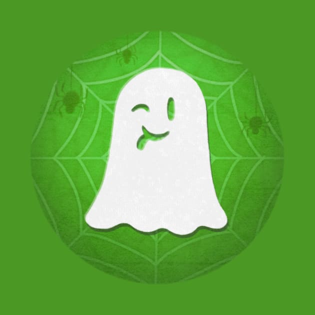 Cute Ghost - green spiderweb by Saramation