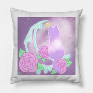 Drippy Moon Cat Tattoo Design (Pastel version) Pillow
