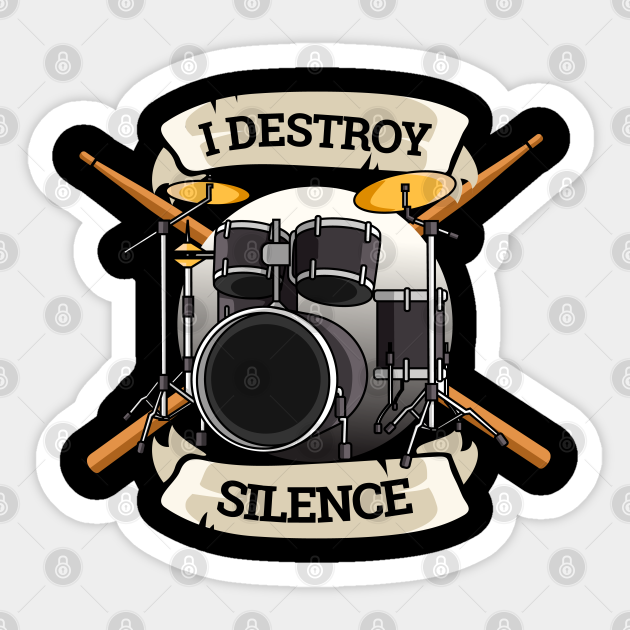 Drum Kit Sticker for a Drummer with Percussion Instruments - Drum Kit Meme - Sticker