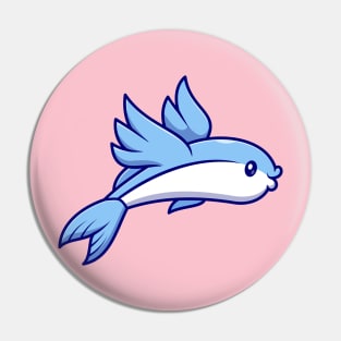 Cute Flying Fish Swimming Cartoon Pin