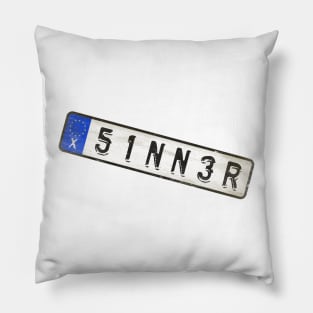 Sinner - License Plate Pillow