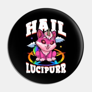 Hail Lucipurr Cat Rainbow Unicorn Kitty Satanic Pin