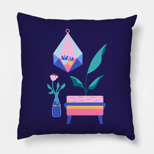 Plant Set1 Pillow by kjm.illustrations