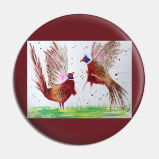 Fighting Pheasants Pin