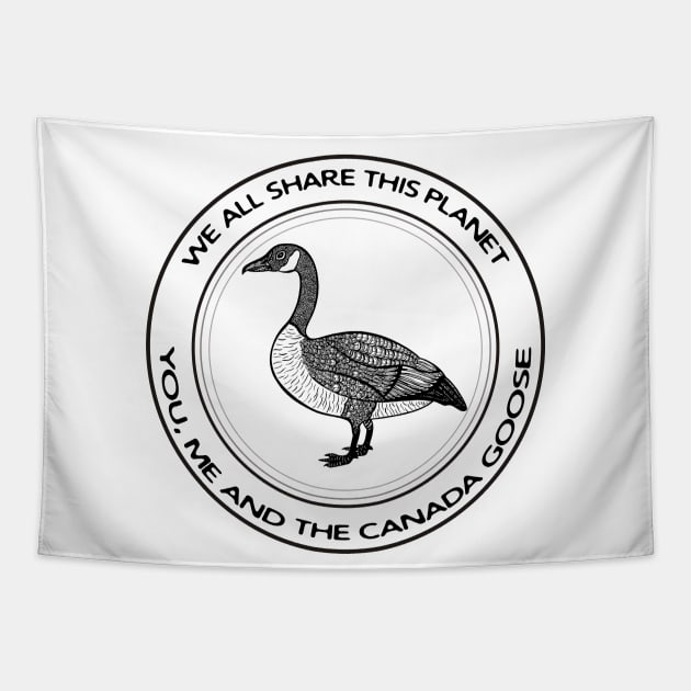 Canada Goose - We All Share This Planet - light colors Tapestry by Green Paladin