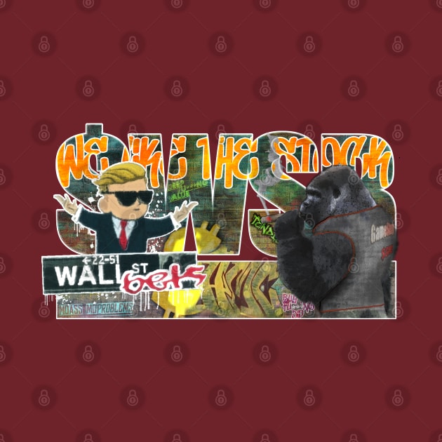 smoking ape - we like the stock - buy the dip - wall street bets graffiti by Pixel-High