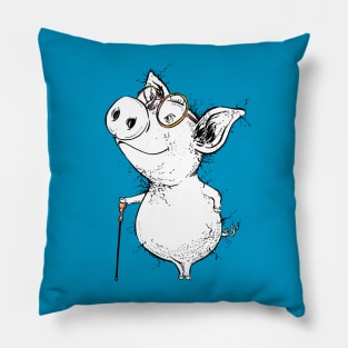 Dapper Little Piggy with Very Smart Glasses Pillow