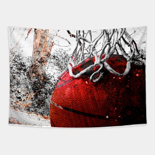 Basketball art vs 5- basketball artwork and net Tapestry