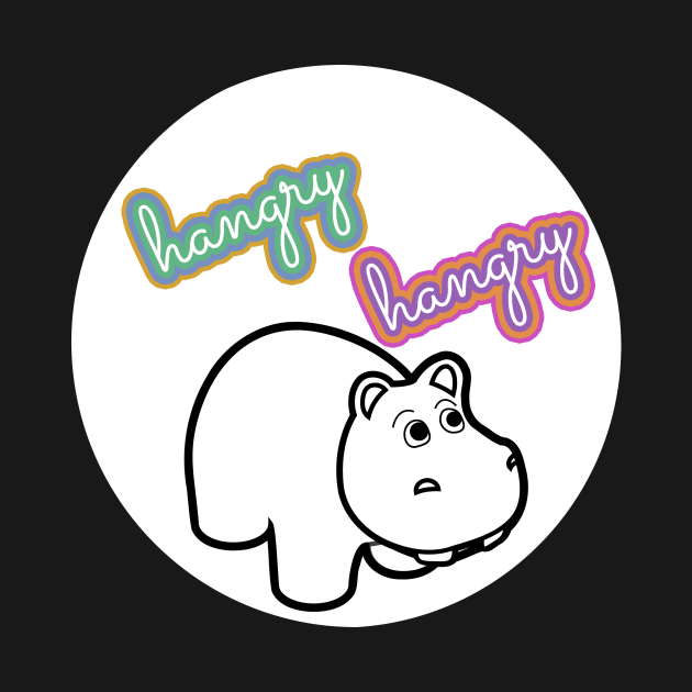 Hangry Hangry Hippo Funny Sign by victoriaarden