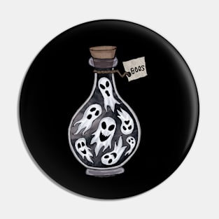 halloween bottle of boos cute ghost art Pin