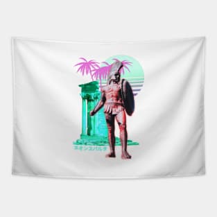 Leonidas Spartan Statue Vaporwave Aesthetic Tapestry