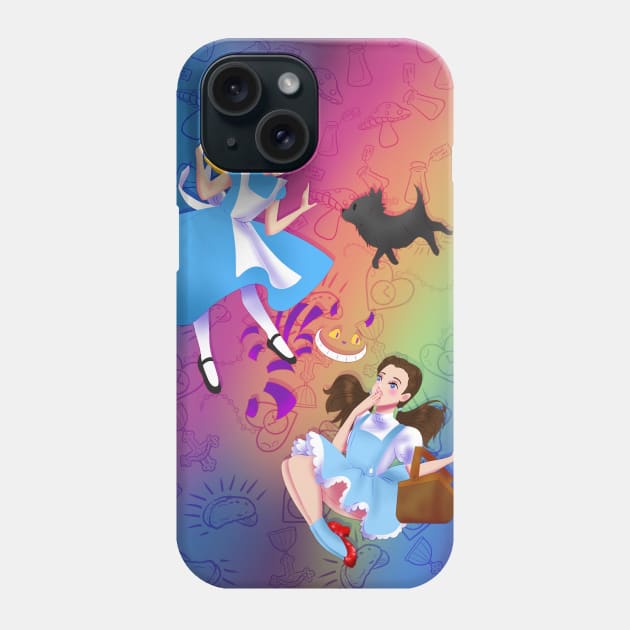 Rainbows in Wonderland Phone Case by WickedREDart