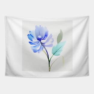 Blue Watercolor Flower Tapestry