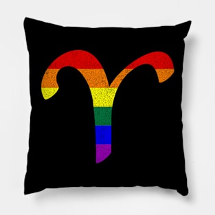 LGBT Gay Pride Flag Aries Zodiac Sign Pillow