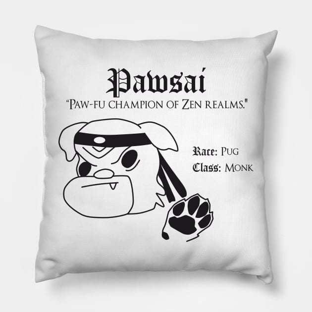 RPG Dog Class - Monk (Pawsai) Pillow by Doofz