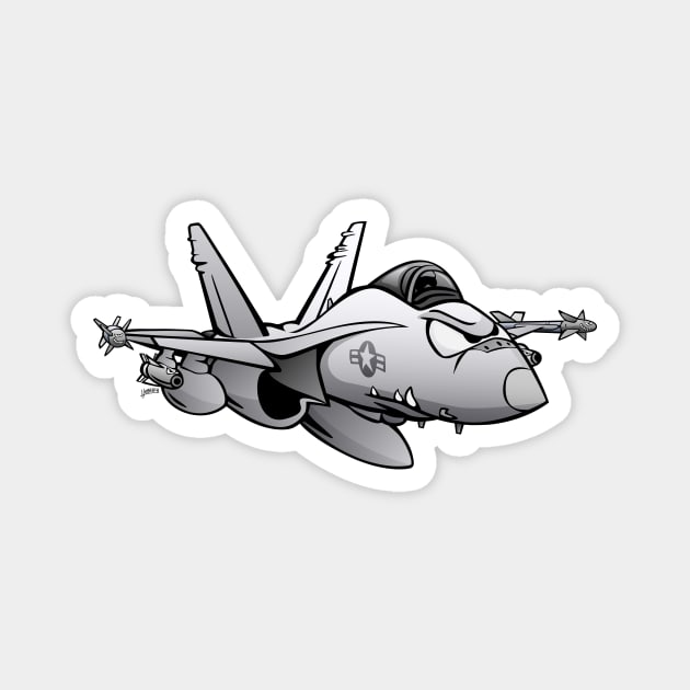 F/A-18 Hornet Military Fighter Attack Jet Airplane Cartoon Magnet by hobrath